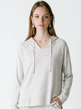LOU & GREY | Heathered Oatmeal Hooded Sweatshirt Women’s Size Medium